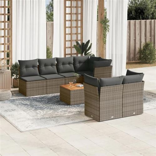 Vidaxl Gris Salon De Jardin Modulable Rotin 8 Pieces 5 Personnes - Image 2
