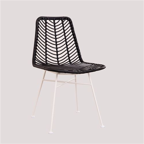 Chaise en Rotin Synthétique Gouda Colors SKLUM Noir Blanc 98 cm