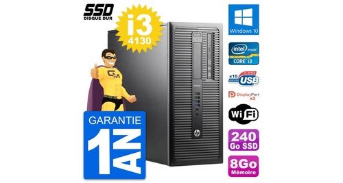 Pc tour hp prodesk 600 g1 intel core i3-4130 ram 8go ssd 240go windows 10 wifi