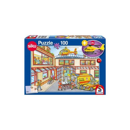 Puzzle - Avec modele Siku - SCHMIDT SPIELE - HÃ©licoptere de sauvetage - 100 pieces