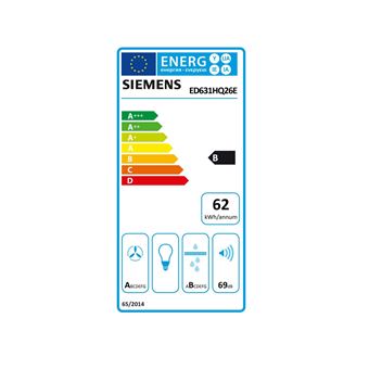 Table de cuisson aspirante induction 59cm 4 feux 7400w noir Siemens ED631HQ26E