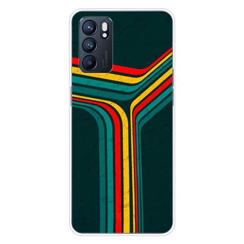 Coque en silicone imprimée compatible Oppo Reno 6 5G Retro lines