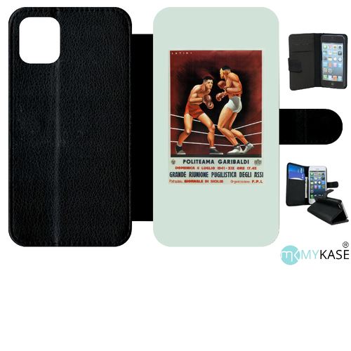 Etui My-Kase pour iPhone 11 - vintage poster boxe rtro - Simili-cuir Noir