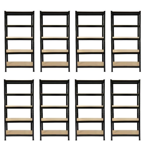 Non Communiqué Noir 8 Rayonnages T-Rax En Acier Sans Boulons S 75Cm X 30Cm Garage Entrepôt