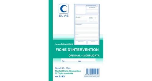 ELVE LV2143 Lot de 10 Carnets Autocopiants Fiches d'intervention