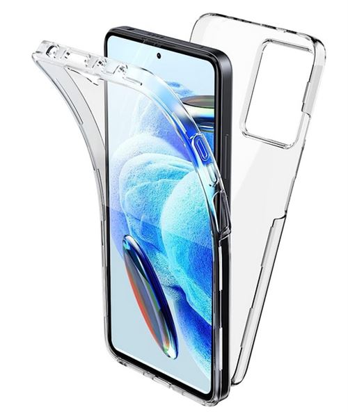 Coque pour Xiaomi Redmi Note 13 5G - housse etui silicone gel 360 integrale + verre trempe - TRANSPARENT - htdmobiles