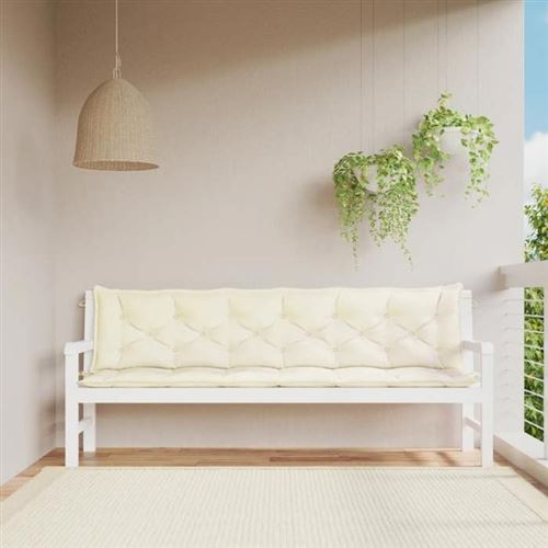 Vidaxl Blanc Coussins De Banc Lot 2 Crème - Image 3