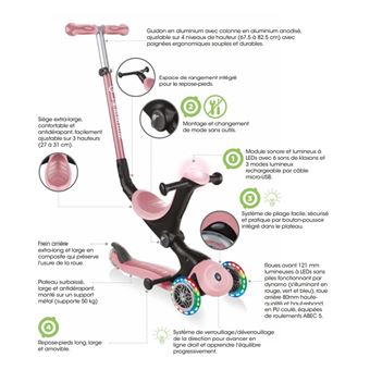 Trottinette évolutive avec siège - GO-UP DELUXE - Rose pastel par