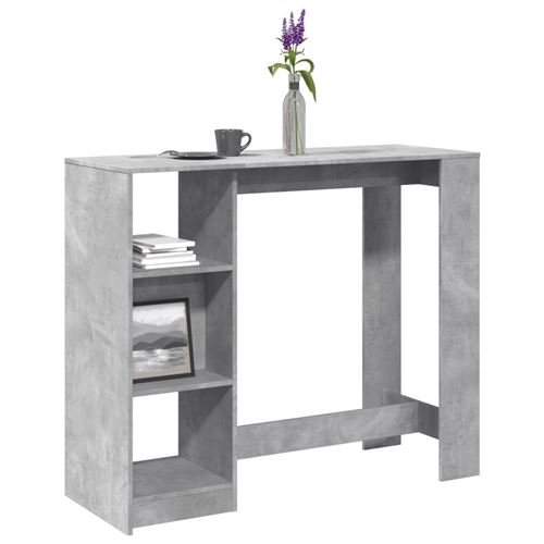 Vidaxl Gris Table De Bar Avec Étagère Béton Bois D'ingénierie - Image 2