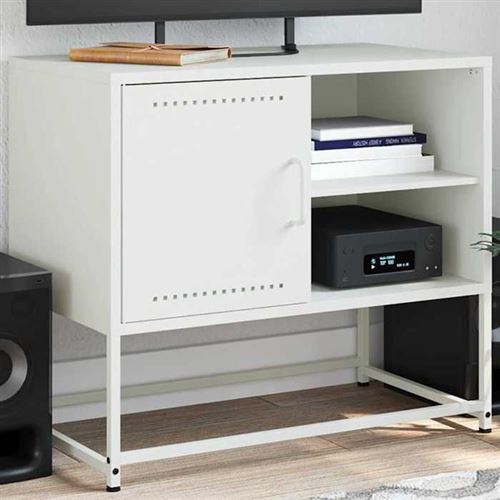 Non Communiqué Blanc Vidaxl Meuble Tv 68X39x60,5 Cm Acier, Support Tv, Buffet Tv, Meuble Multimédia, Banc Tv, Armoire Hifi, Centre De 846523