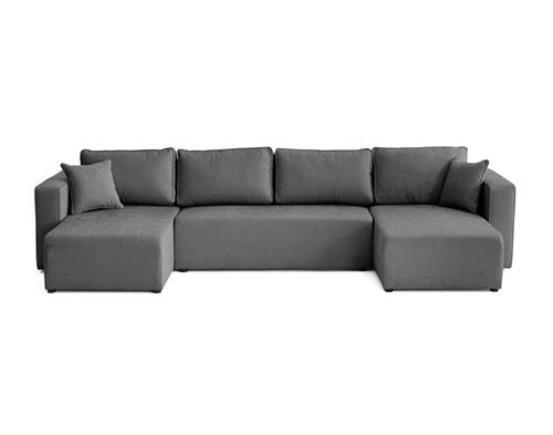 Topaze - canapé panoramique - 7 places - convertible avec coffre - en tissu - Gris foncé