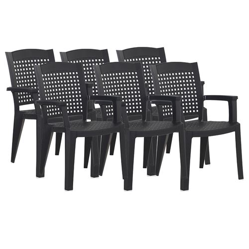 Pegane Gris Lot De 6 Chaise Exterieur Empilable Non Pliable H. 87 Cm En Resine - Image 2