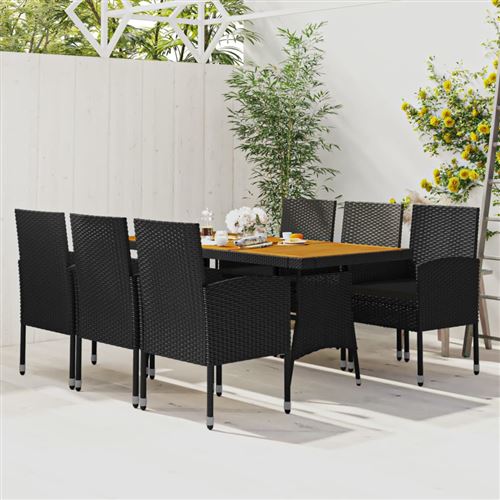 Non Communiqué Noir Vidaxl Mobilier À Dîner D'extérieur 7 Pcs Ensemble De Salle À Manger De Patio Table Et Chaises De Repas Jardin Terrasse Résine Tressée