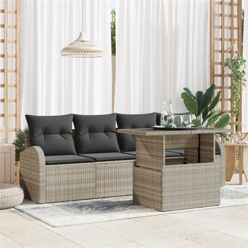 vidaXL - Ensemble de canapés de jardin - 5 pièces - Gris clair - Image 2