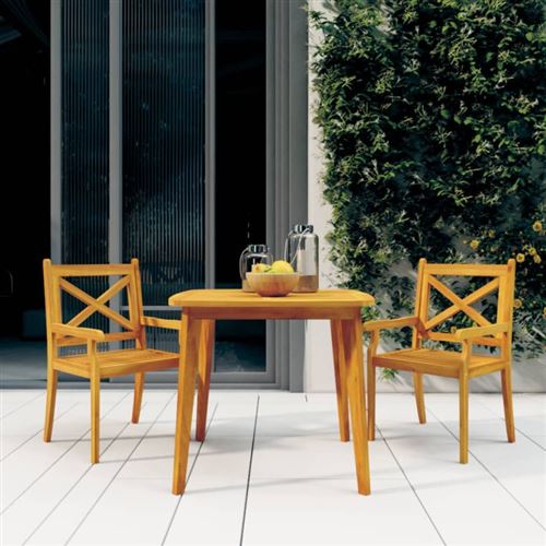 Non Communiqué Marron Table De Jardin 85X85x75 Cm Bois D Acacia Solide