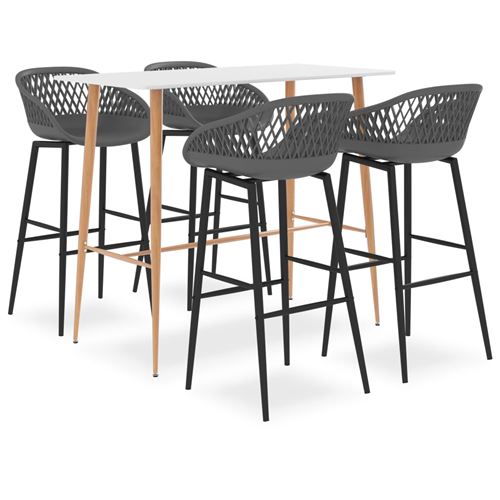 Vidaxl - Ensemble de bar 5 pcs Blanc et gris