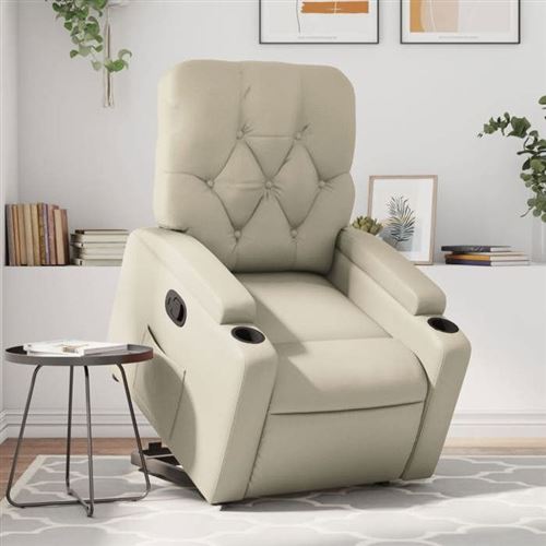 Non Communiqué Beige Vidaxl Fauteuil De Relaxation Inclinable Similicuir Crème