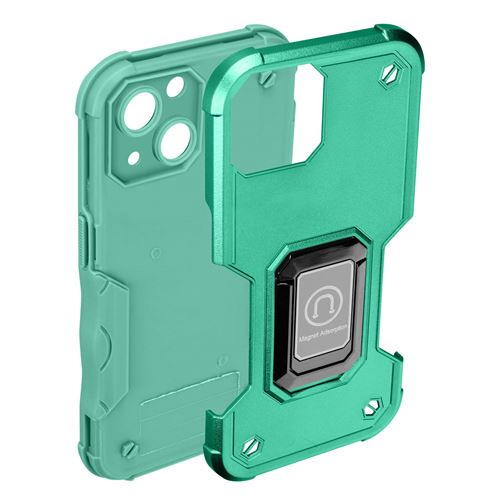 Coque iPhone 14 Plus Antichoc Hybride avec Anneau Support Magnétique Avizar Turquoise