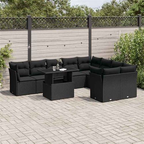 Non Communiqué Noir Salon De Jardin Modulable Vidaxl 10 Pieces 9 Personnes 62.0 X 62 X 69 Cm Rotin