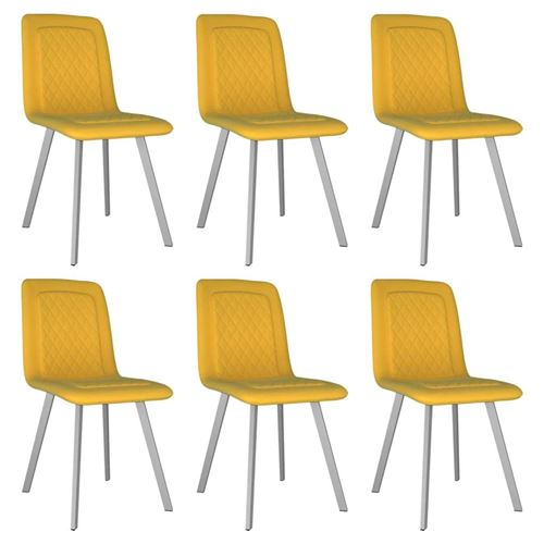 vidaXL Chaises de salle à manger 6 pcs Jaune Velours