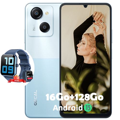 Oscal MODERN 8 Smartphone 6.52 16Go+128Go 50MP Double SIM Bleu avec Blackview R50
