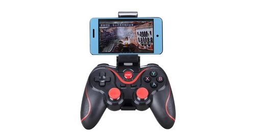 Contrôleur de manette sans fil bluetooth pour pc tablette android box tv avec support - noir