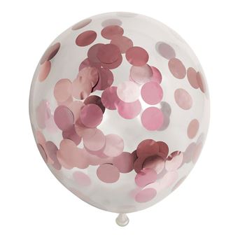6 Ballons confettis transparents de 30 cm Rose Gold Globos - 1