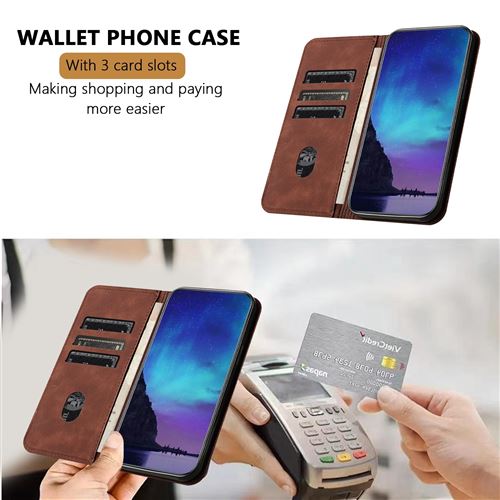 Coque Pour IPhone 17 Pro Housse En Cuir Portefeuilleavec Magnetique De Fentes Pour Cartes Portefeuille Flip Etui A Rabat Case Zursana Marron
