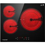 AMZCHEF plaque vitrocéramique 3 feux, plaque de cuisson 3 plaques 5400W avec 9 niveaux, grande surface de 2400W, arrêt automatique, minuterie, verrouillage de sécurité,Noir