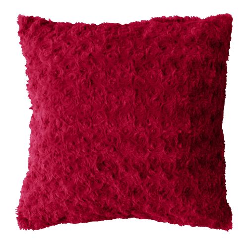 Coussin compresse 40 x 40 cm imitation fourrure himalaya Rouge