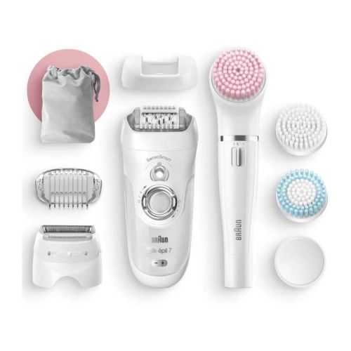 BRAUN KIT BEAUTE SE 7875 -Epilateur-tete pivotante-2 vitesses-systeme softlift-smartlight-sensoSmart + Face spa-différentes b…