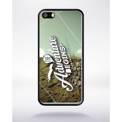 Coque the adventure begins fond image compatible apple iphone 5 bord noir silicone