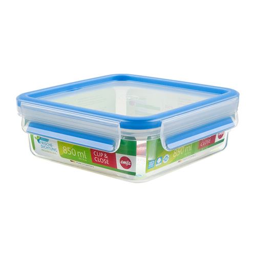 Emsa Transparent Boite Ronde 0,85 L Bleu Clip&Close - Bleu - Plastique
