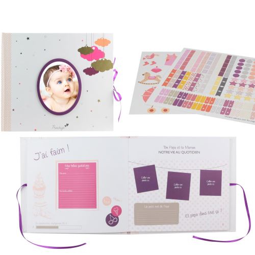 Coffret de Naissance avec Livre de Naissance personnalisable 30 pages - Fille