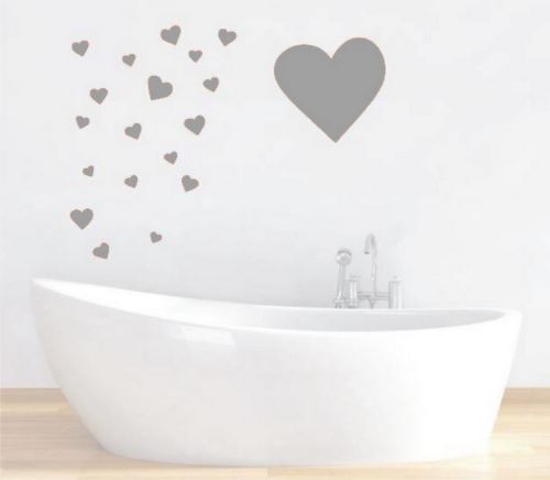 HOMEMANIA Sticker Heart - Coeur - pour enfants - pour mur - Argent en Vinyle, 20 x 0,1 x 27 cm