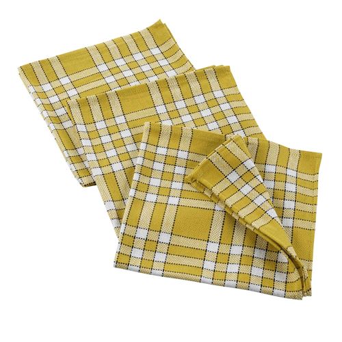 3 serviettes de table 45 x 45 cm coton tisse traditio Jaune