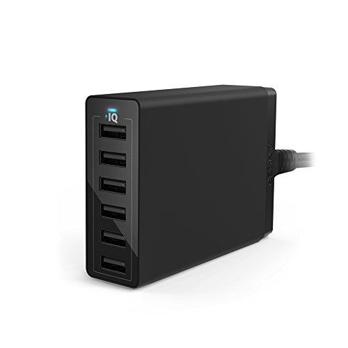 Anker Chargeur Secteur USB PowerPort 6 Ports 60W Chargeur mural avec technologie PowerIQ, Adaptateur Secteur USB Chargeur de Voyag