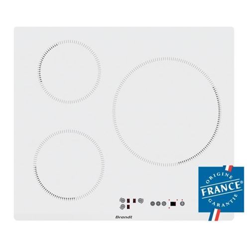 Brandt BPI6315W - Inductiekookplaat - 3 hobben - Niche - breedte: 56 cm - diepte: 49 cm - wit - zonder omlijsting - wit