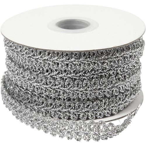 Colortime ruban tressé décoratif argent 10 mètres