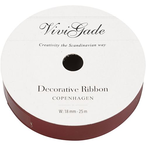 Vivi Gade ruban cadeau 25 m x 18 mm rouge