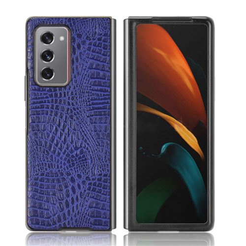 Coque Etui Pour Samsung Galaxy Z Fold 2 PC+PU Crocodile Rigide - Bleu