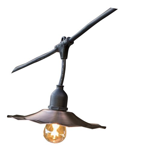 Guirlande lumineuse extérieur avec abat-jour en acier cuivré 10 ampoules à filament vintage douille E27 LED blanc chaud RETRO LIGHT 6m