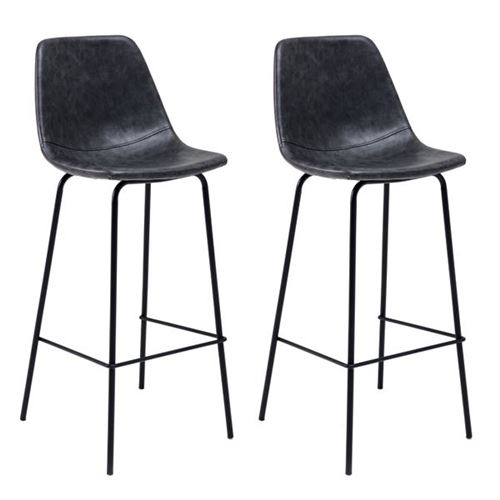 Tabourets Happy Garden Lot de 2 tabourets de bar vintage lucien gris fonc
