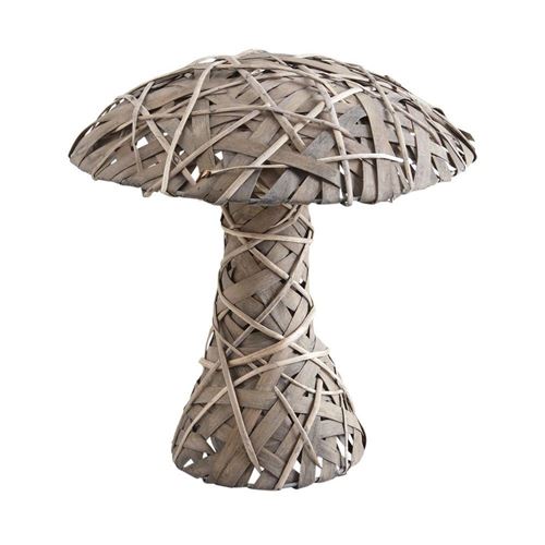 Aubry Gaspard - Champignon décoratif en osier gris et bois
