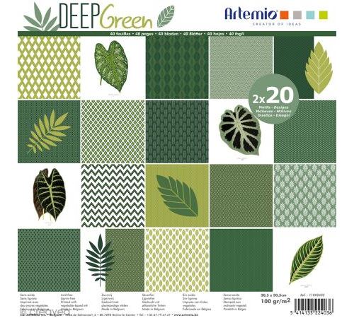 Bloc papier 30 cm deep green 40 feuilles - artémio