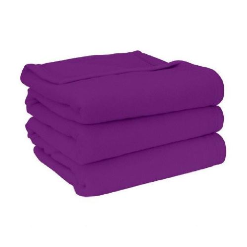 Couverture Polaire unie - 240 x 260 cm - Prune