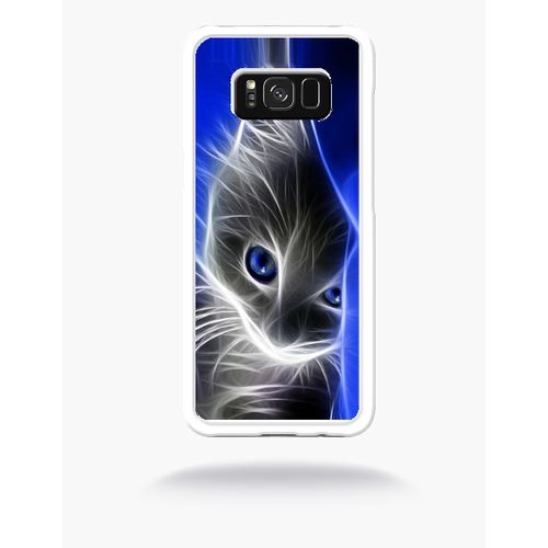 Coque Chat Eyes Blue Compatible Samsung S8 Bord Transparent