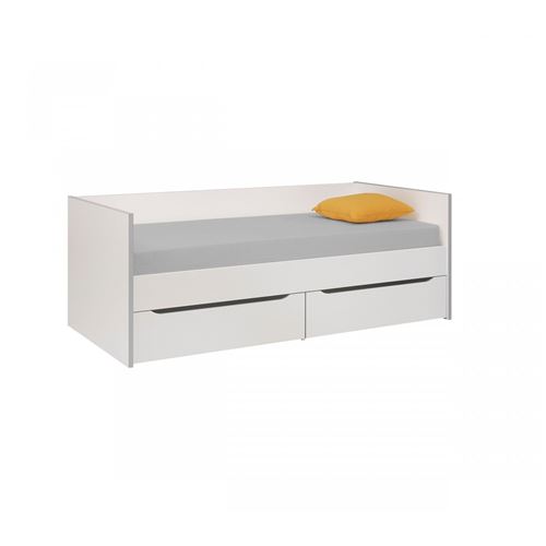 Lit banquette enfant blanc/gris 90x200 LB5006 - Terre de Nuit
