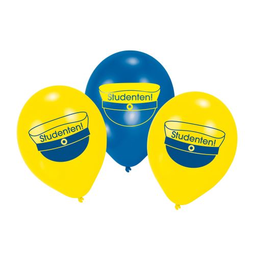 Amscan ballons d'étudiants 30 cm en latex jaune/bleu 10 pièces