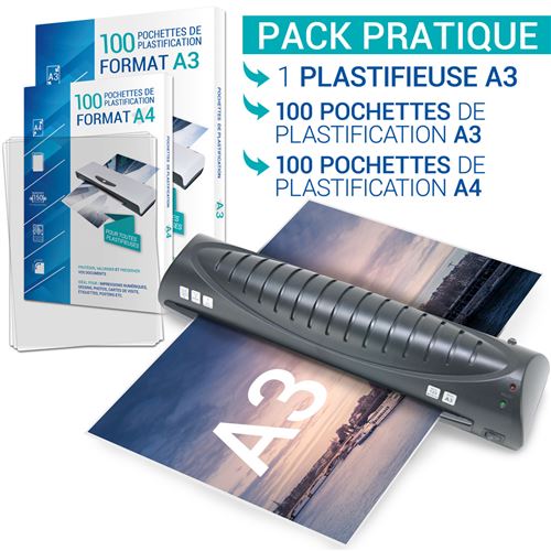 Plastifieuse A3, A4, A5, A6, A7 Avec 100 Feuilles A4 Et 100 Feuilles A3 Texet